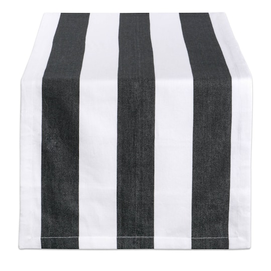 Black/White Dobby Stripe Table Runner 18" x 72"